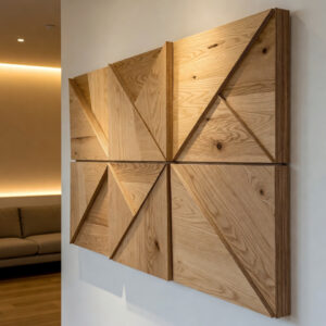 Panneaux muraux décoratifs en bois – design géométrique 3D
